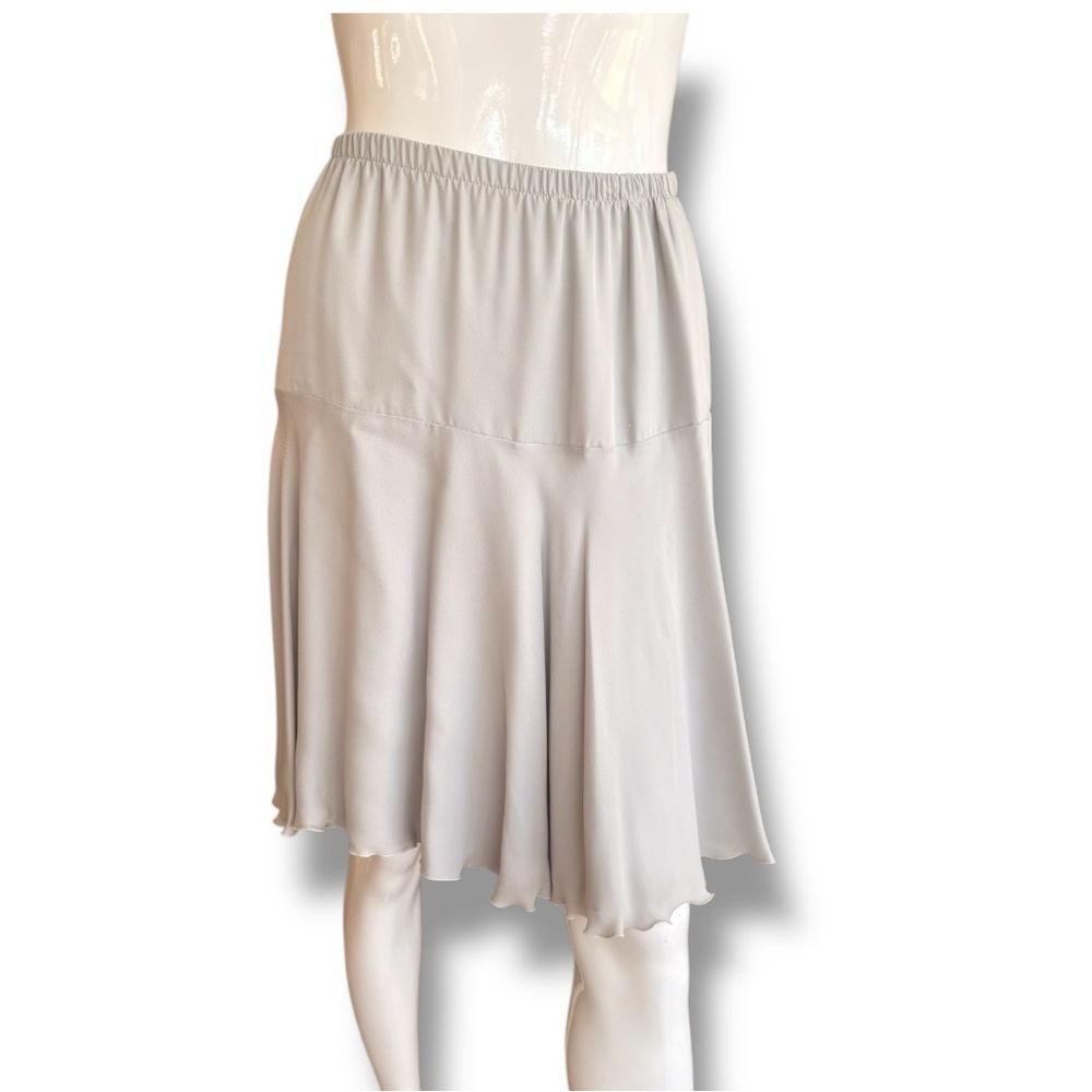 Mark Heister Gray Silk Midi Skirt. Women’s Size Small.